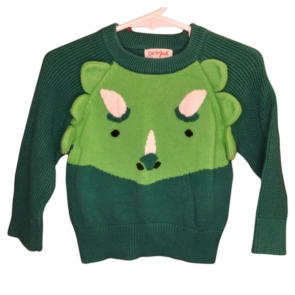 Cat and Jack Green Dinosaur (Dino) Sweater - Picture 1 of 4